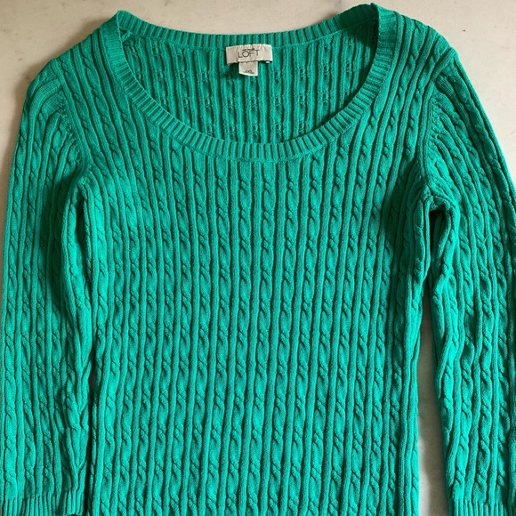 Loft cable knit sweater, 3/4 sleeves, green - Picture 4 of 4